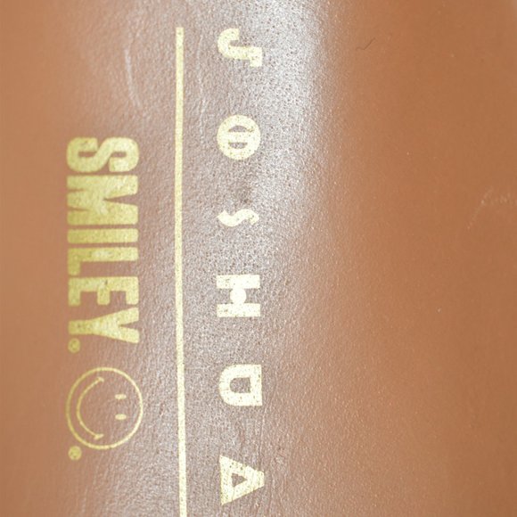 $700 JOSHUA SANDERS GOLD SMILEY-BUCKLE LEATHER SLIPPERS SLIDE BLACK 39 (TB20) - Picture 5 of 8